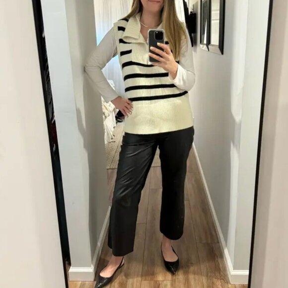 VEDA Pants Black Real Leather High Waisted US 10- 12 - Picture 7 of 10